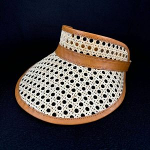 Mawar Rattan Sun Visor with Leather Trim