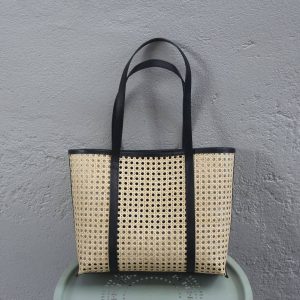 Dukuh Leather & Rattan Tote Bag