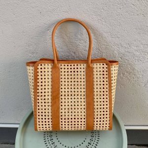 Ulu Leather & Rattan Tote Bag